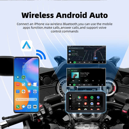 FOXDAK M6 6.25" HD Motorcycle Recorder BT DVR TPMS Android Auto Carplay Player