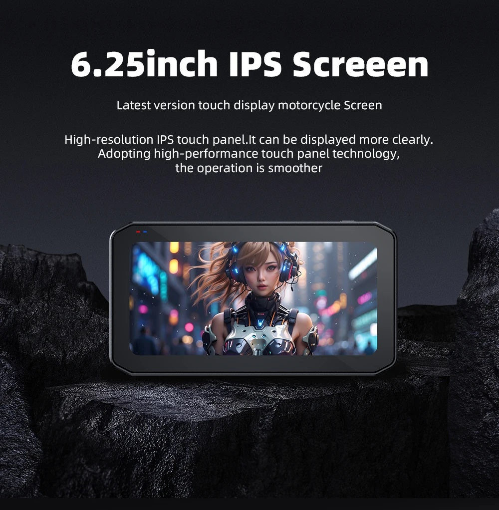 FOXDAK M6 6.25" HD Motorcycle Recorder BT DVR TPMS Android Auto Carplay Player