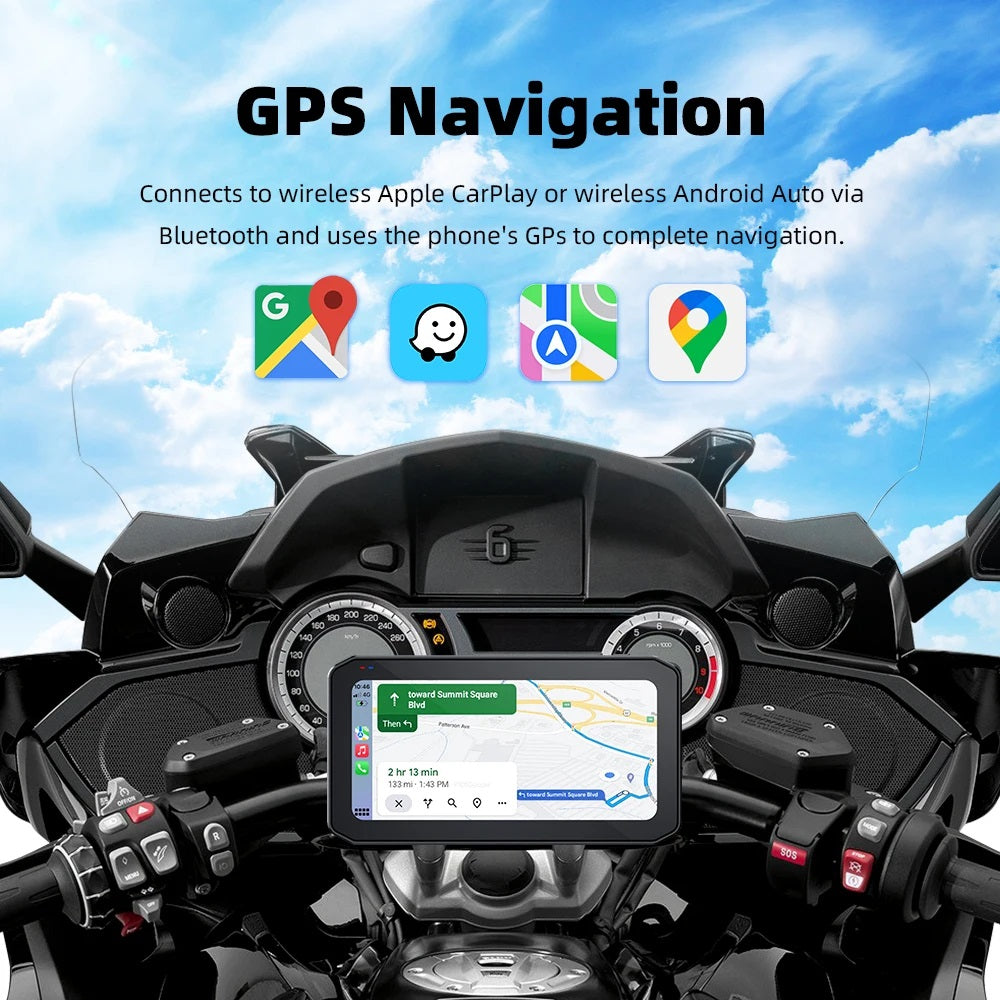 FOXDAK M6 6.25" HD Motorcycle Recorder BT DVR TPMS Android Auto Carplay Player
