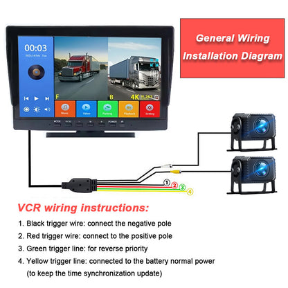 FOXDAK T102-MP5 10.1" AHD Dual 1080P Trucks Buses Rear View Camera