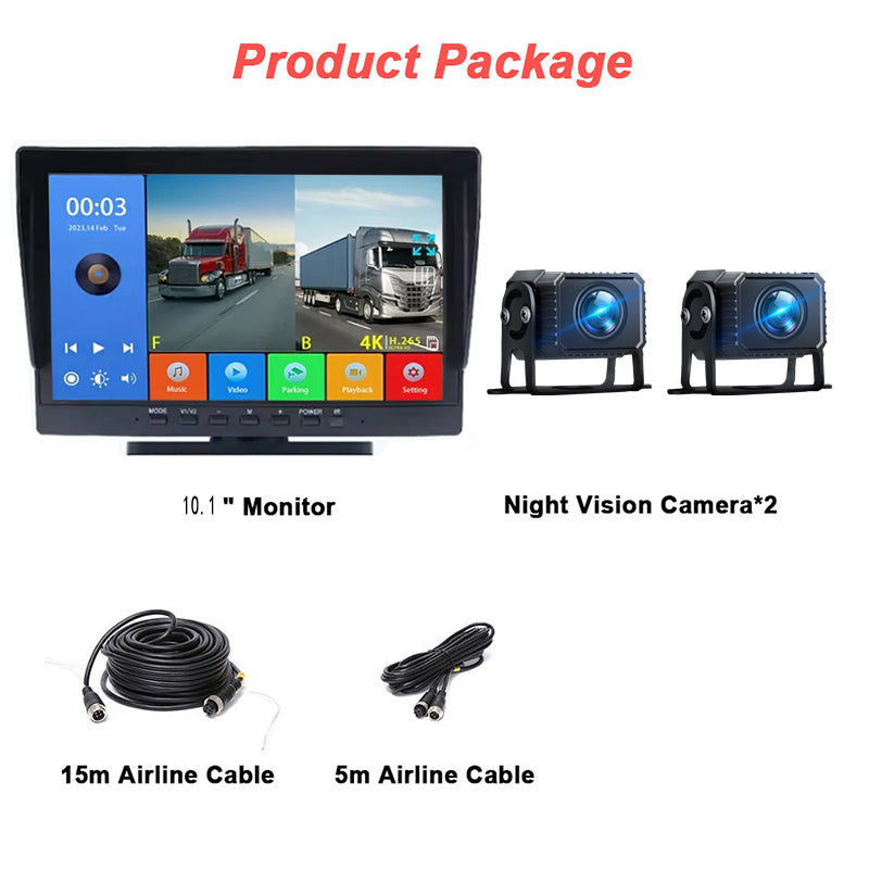 FOXDAK T102-MP5 10.1" AHD Dual 1080P Trucks Buses Rear View Camera
