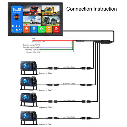 FOXDAK T104-C 10.1" AHD 4 Chs Trucks Buses Rear View Camera MirrorLink MP5