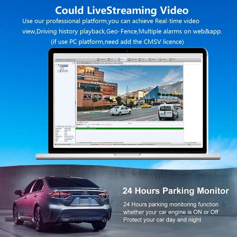 FOXDAK T2 1080P 4G Telecamera per auto Dash Cam Wifi SOS GPS Supporto CMSV