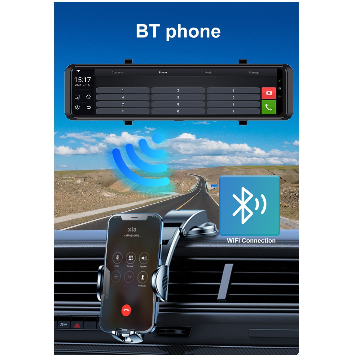 FOXDAK V8 64G ROM 12" 1080P 4G Rear View Mirror Cam GPS FM